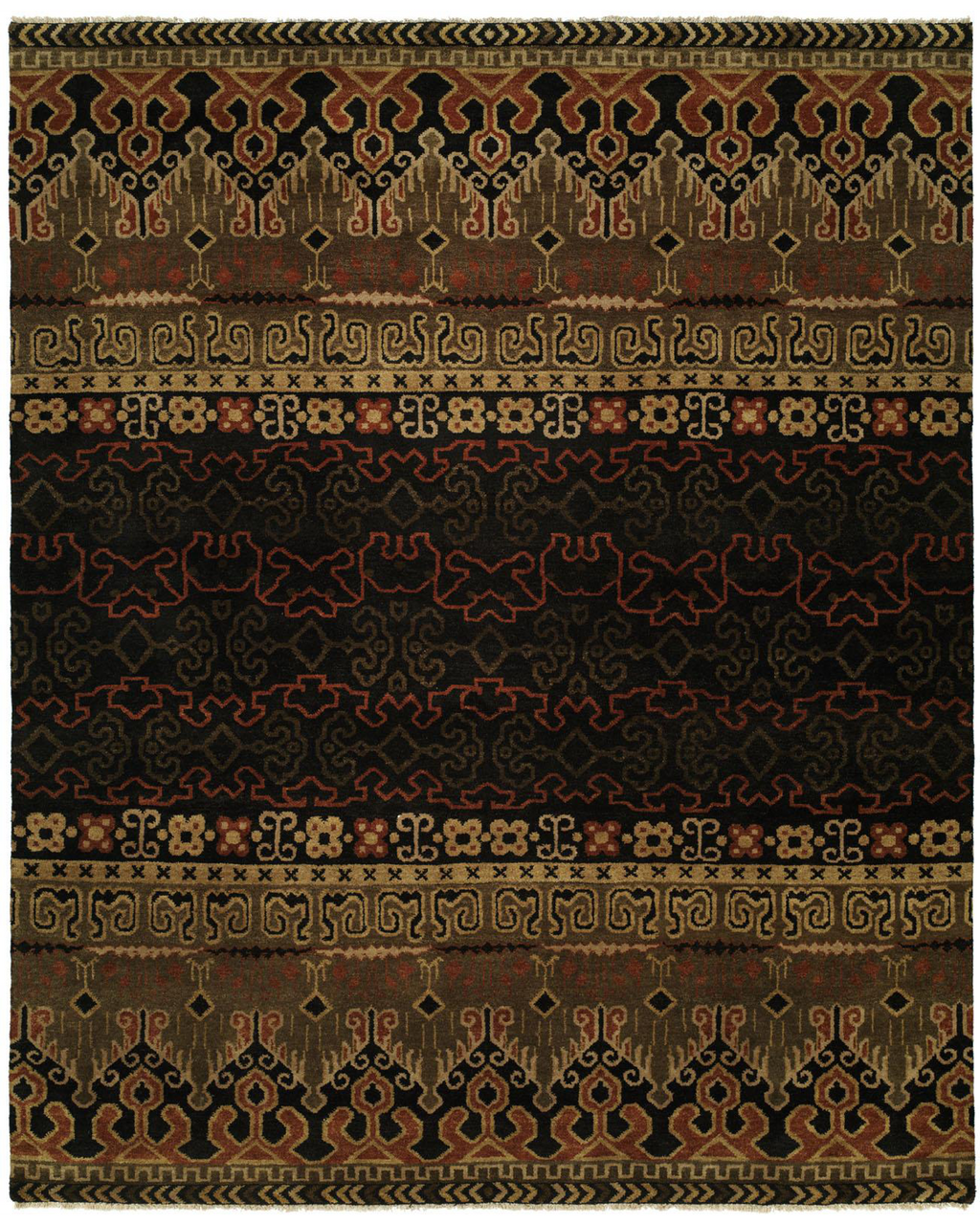 Artisan Black/Rust Tones Tribal Rug – Santa Fe Rugs