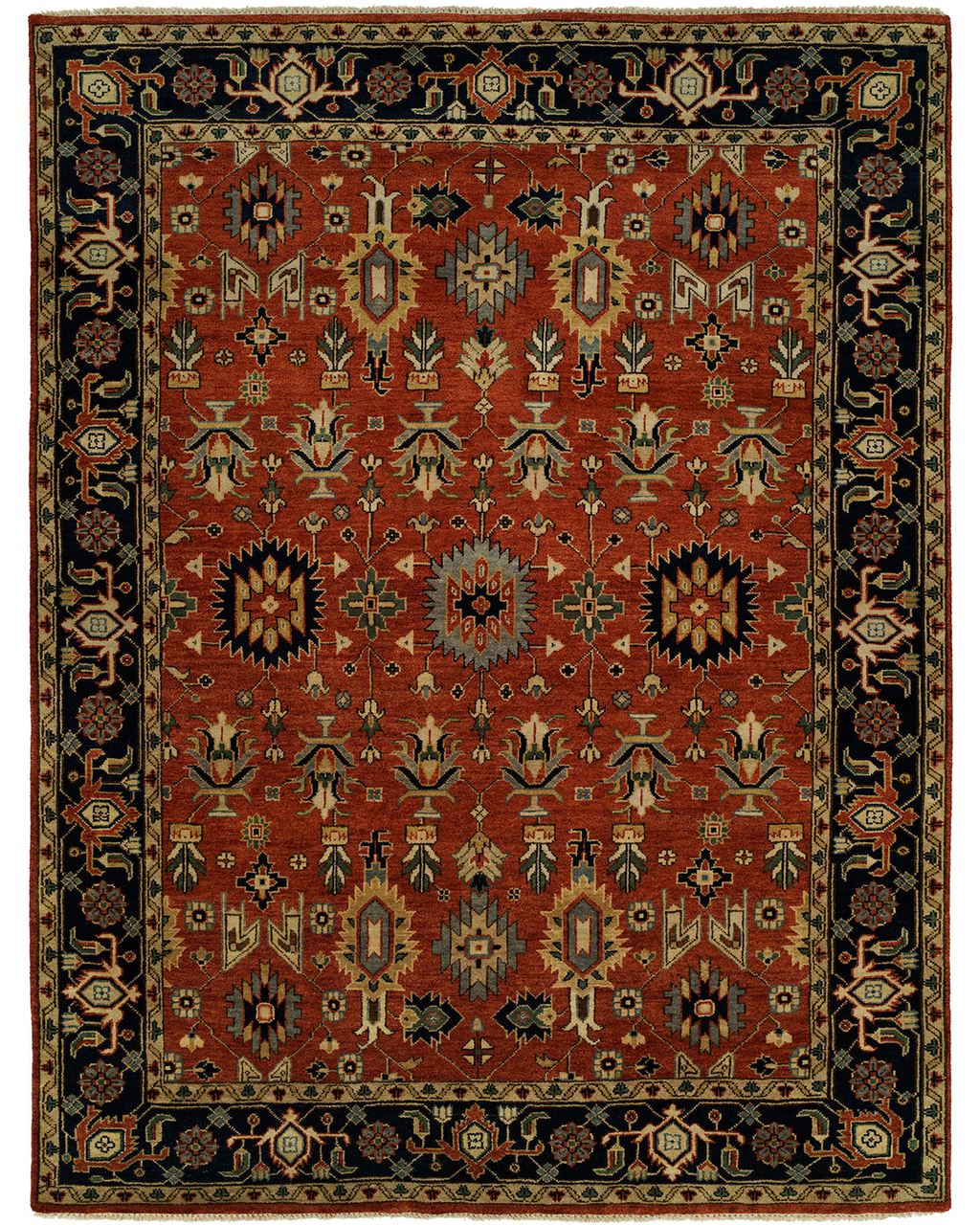Heris Rust/NavyTraditional Rug – Santa Fe Rugs